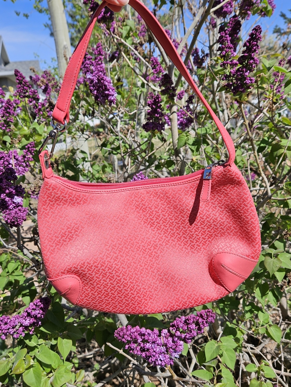 Talbots Soho Coral Colored Small Hobo Fabric Zip Top Woman's Bag Purse Y2k Style